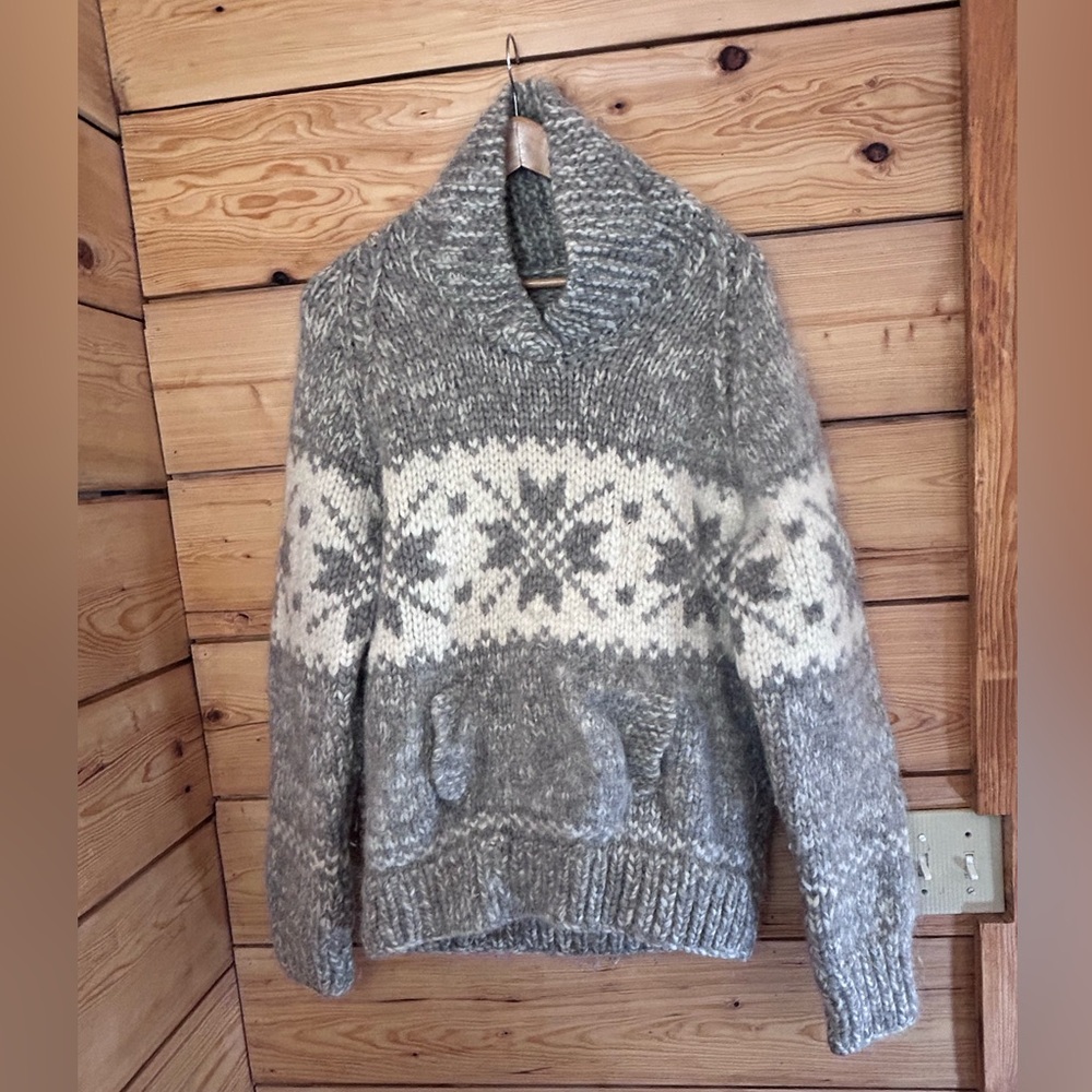 Vintage Wool Hand Knit Fisherman Fair Isle Sweater Womens Large